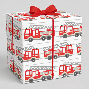 Papel de regalo de camión de bomberos, envoltura d