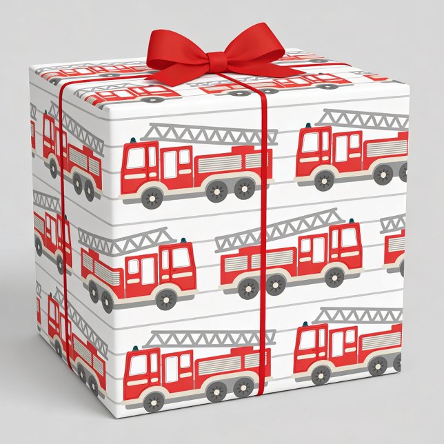 Papel de regalo de camión de bomberos, envoltura d (Subido por el creador)