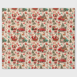 Papel de regalo de camión de Santa vintage | Navid