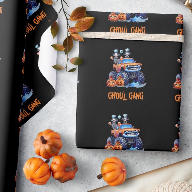 Papel de regalo de camión monstruo de Halloween de (Subido por el creador)
