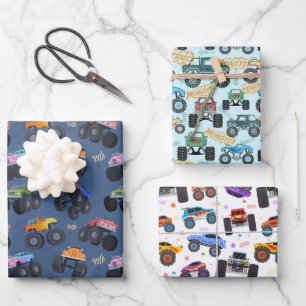 Papel de regalo de camión monstruo, papel de envol