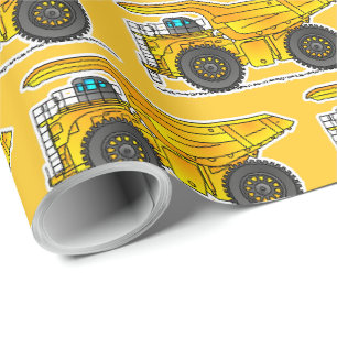 Papel de regalo de camión volquete amarillo, regal