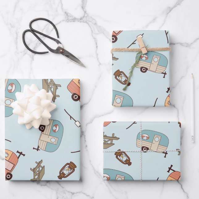 Papel de regalo de Camper Retro (Anverso)