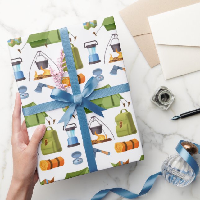 Papel de regalo de camping, papel de regalo de sen (Regalar)
