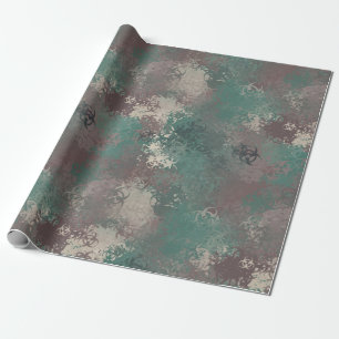Papel de regalo de camuflaje de bosque con riesgo
