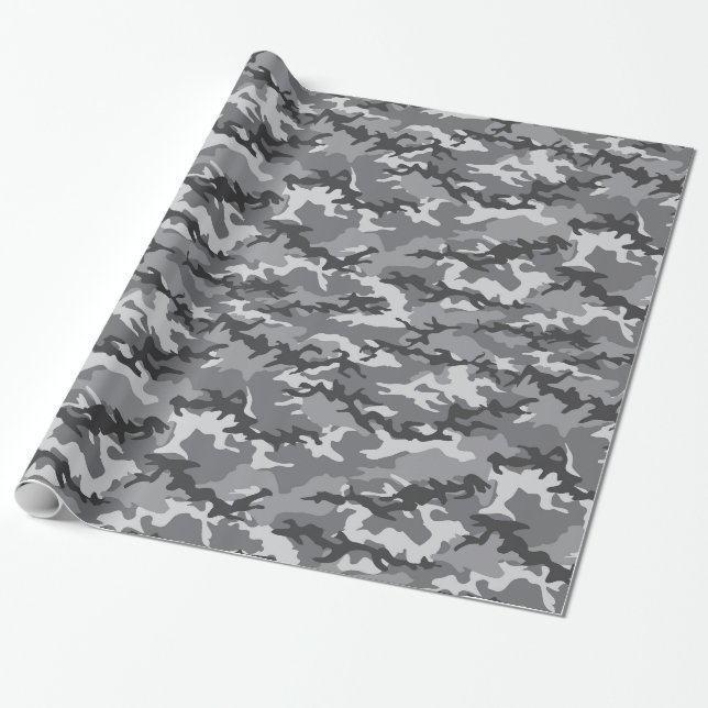 Papel de regalo de camuflaje gris (Desenrollado)
