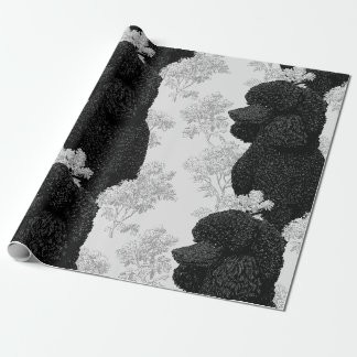 Papel de regalo de Caniche en blanco y negro y bot