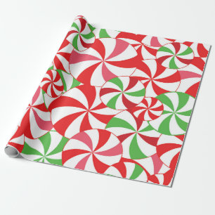 Papel de regalo de caramelo verde y rojo de Navida