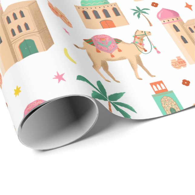 Papel de regalo de caravana de camello errante (Esquina del rollo)