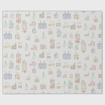 Papel de regalo de casas de invierno de Navidad ac