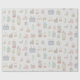 Papel de regalo de casas de invierno de Navidad ac