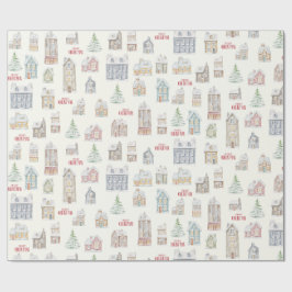 Papel de regalo de casas de invierno de Navidad ac
