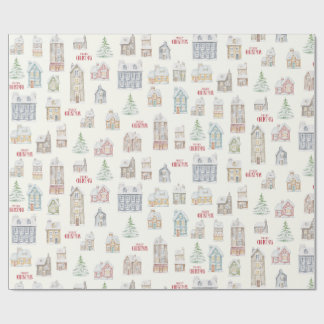 Papel de regalo de casas de invierno de Navidad ac