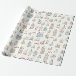 Papel de regalo de casas de invierno de Navidad ac