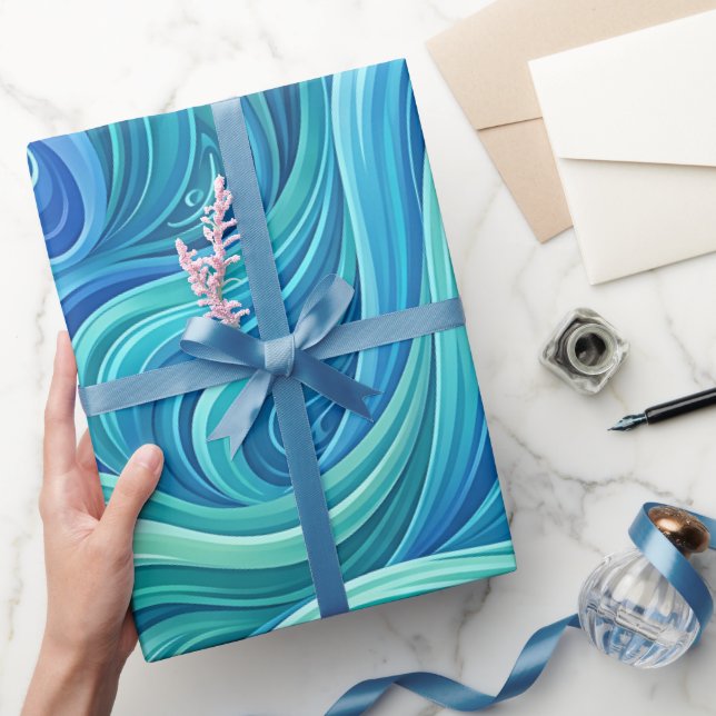 Papel de regalo de cascada de gradiente de océano  (Regalar)