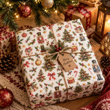 Papel de regalo de cascanueces de Navidad vintage
