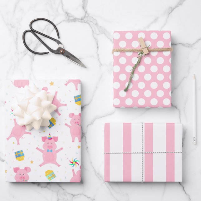 Papel de regalo de celebración de cerdo (Anverso)