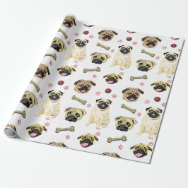 Papel de regalo de celebración de Pug