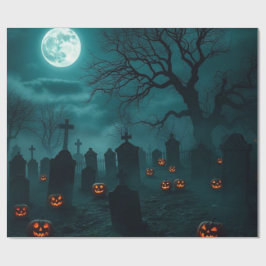 Papel de regalo de cementerio embrujado para Hallo