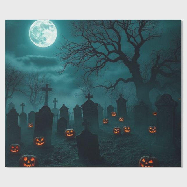 Papel de regalo de cementerio embrujado para Hallo (Superficie plana)