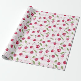 Papel de regalo de cereza al acuarela Cereza Papel