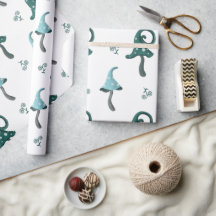 Papel de Regalo de Champiñón Azul Caprichoso