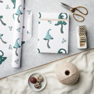 Papel de Regalo de Champiñón Azul Caprichoso