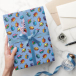 Papel de regalo de Chanukah - Peonzas - Judaica -<br><div class="desc">Papel de envolver de Hanukah - Peonzas coloridas - Azul - Festival de las luces - Artículos de regalo - Papel de regalo - Fiestas judías</div>