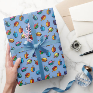Papel de regalo de Chanukah - Peonzas - Judaica -
