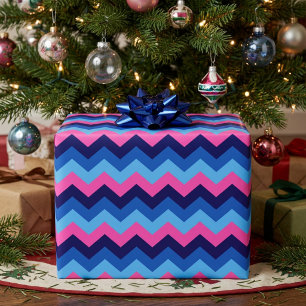 Papel de regalo de chevron rosa azul fresco