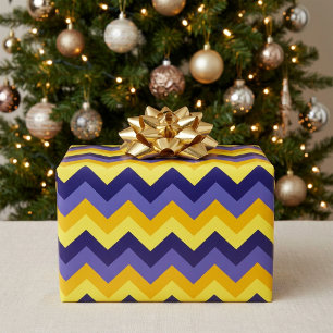 Papel de regalo de Chevrones Azul Amarillo Oro