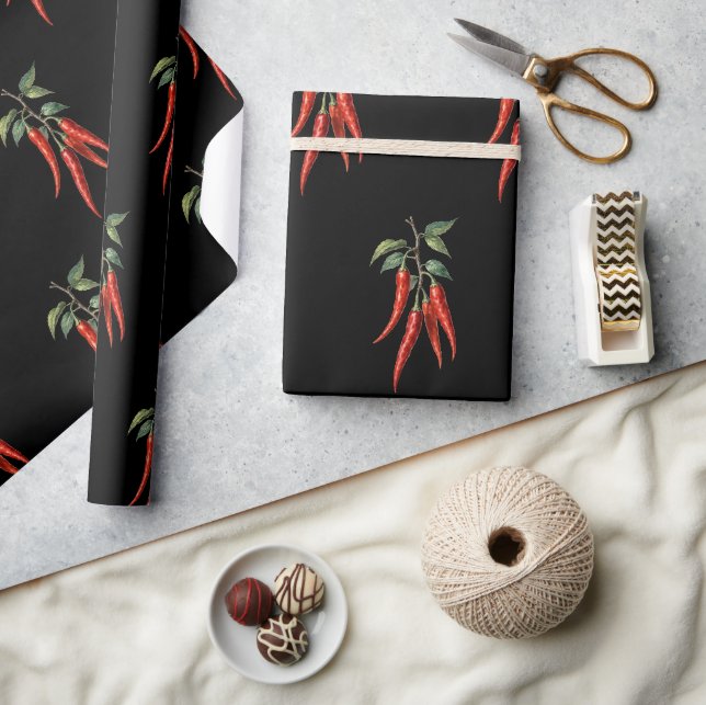 Papel de regalo de chile rojo picante (Artesanía)