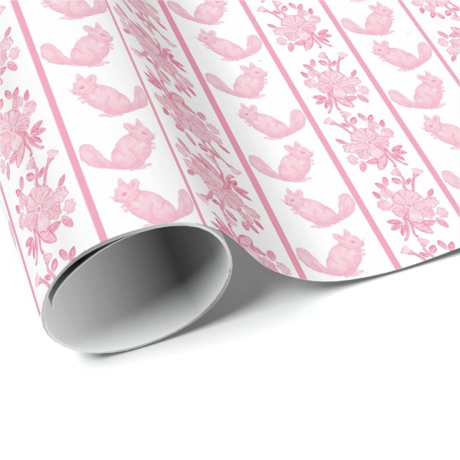 Papel de regalo de chinchilla hortera (rosa) (Esquina del rollo)