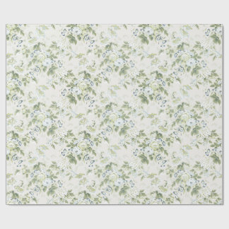 Papel de regalo de chintz inglés verde salvia, col