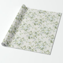 Papel de regalo de chintz inglés verde salvia, col