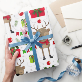 Papel de regalo de ciervo bailando lindo de Navida