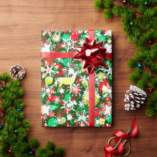 Papel de regalo de ciervos de Navidad y nieve