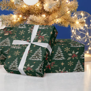 Papel de regalo de ciervos del bosque de Navidad v