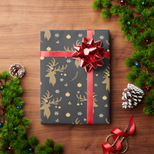 Papel de regalo de ciervos navideños alegres