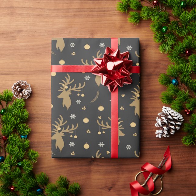 Papel de regalo de ciervos navideños alegres (Regalo de vacaciones)