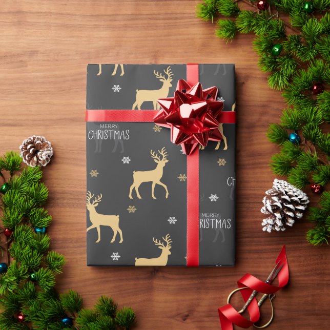 Papel de regalo de ciervos navideños alegres (Regalo de vacaciones)
