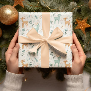 Papel de Regalo de Ciervos Navideños Caprichosos e