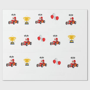 Papel de Regalo de Coche de Carreras para Cumpleañ
