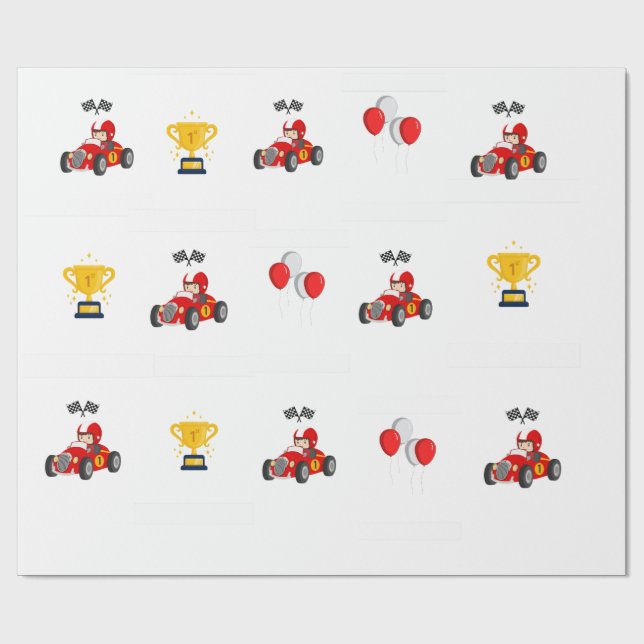 Papel de Regalo de Coche de Carreras para Cumpleañ (Superficie plana)
