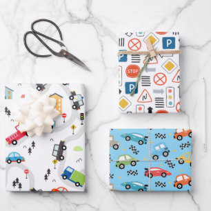 Papel de regalo de coches, papel de regalo de cump