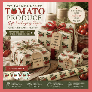 Papel de Regalo de Cocina Jardín de Tomates
