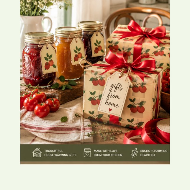 Papel de Regalo de Cocina Jardín de Tomates (Rustic farmhouse wrapping paper featuring homemade kitchen goodness and heartfelt gift giving charm.)