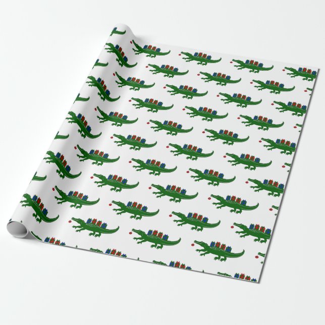 Papel de Regalo de Cocodrilo de Navidad (Desenrollado)