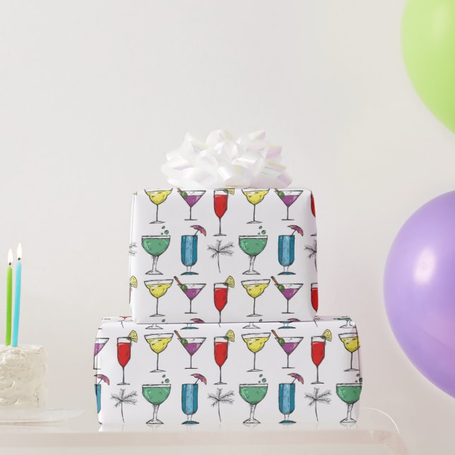 Papel de regalo de cócteles de bebidas mezcladas (Regalos de fiesta)