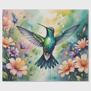 papel de regalo de colibrí colorido